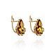 Earrings silver in gilt 'maple Leaf' with amber cognac. Earrings. Амбер Бутик янтарь украшения. Online shopping on My Livemaster.  Фото №2