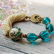 Украшения handmade. Livemaster - original item Bracelet made of author`s glass and Japanese beads Sea drops. Handmade.