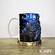 Кружка с декором из полимерной глины Чеширский кот. Кружки и чашки. Katrin ART. Ярмарка Мастеров.  Фото №5