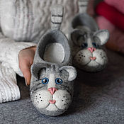 Обувь ручной работы handmade. Livemaster - original item Felted Baby Kitty Slippers. Handmade.