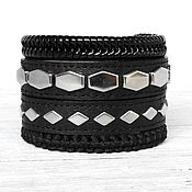 Black Wristwatch on Black Leather Bracelet