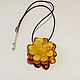 Colgante broche de flor ámbar para regalo de la mujer de la muchacha. Pendant. joyas Ámbar Báltico Rusia. Ярмарка Мастеров.  Фото №5