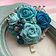 Brooch textile "Turquoise bouquet", Brooches, Moscow,  Фото №1