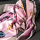 Винтаж: Розовый шелковый платок с перьями. Платки винтажные. Irina-ekw. Ярмарка Мастеров.  Фото №4