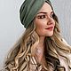 Чалма из экозамши в цвете Olive. Чалмы. SOFIE ACCESSORIES. Интернет-магазин Ярмарка Мастеров.  Фото №2