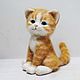 Ginger tabby kitten Lev. felted toy made of wool, Felted Toy, Zeya,  Фото №1