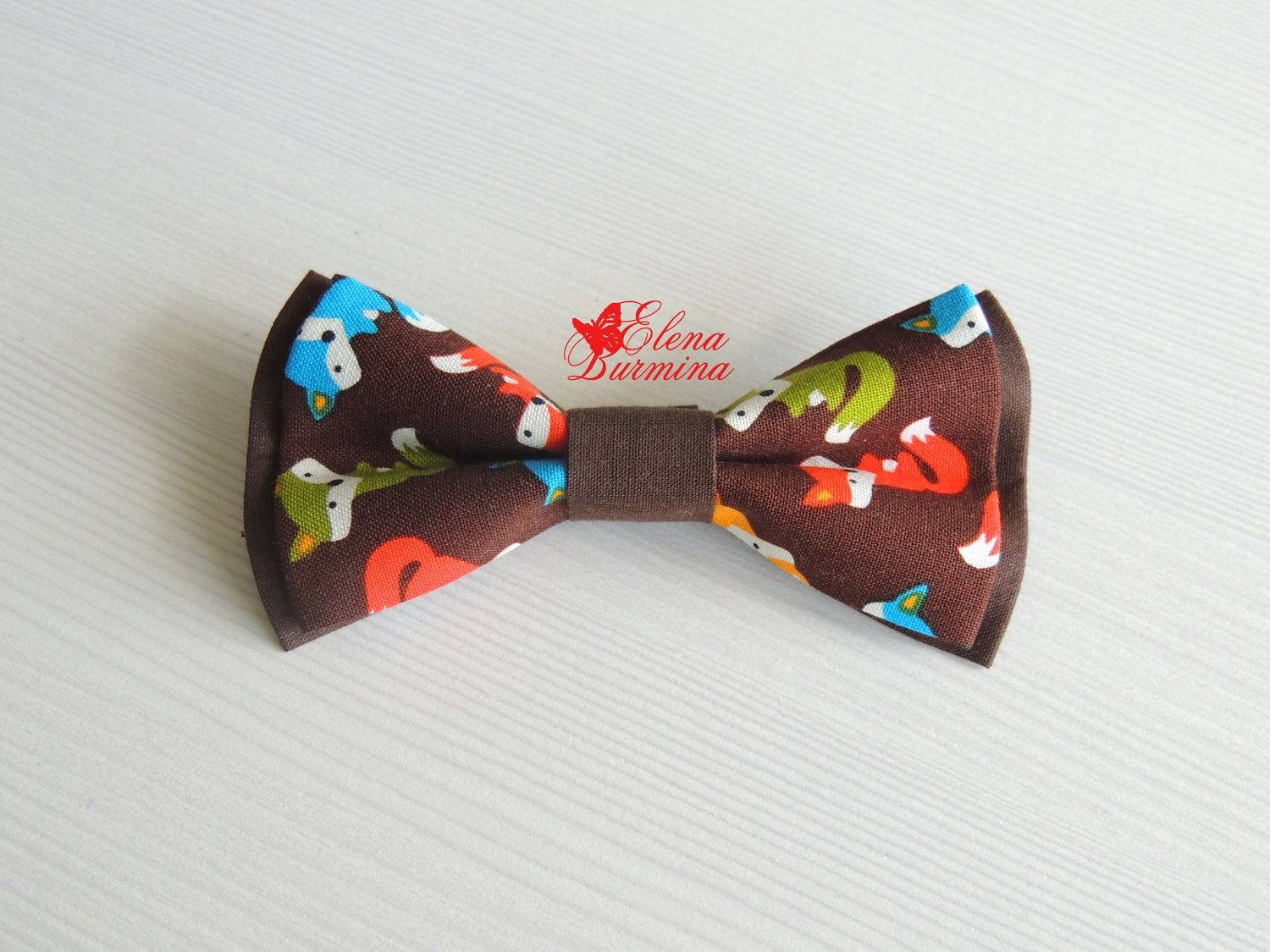 Бабочка галстук с лисами, хлопок, Галстуки, Оренбург,  Фото №1