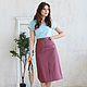 Cotton satin Bordeaux skirt, burgundy A-line skirt with a slit, Skirts, Novosibirsk,  Фото №1