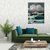 Картины и панно handmade. Livemaster - original item Seascape oil on canvas Clouds over the ocean.. Handmade.