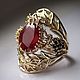 Thistle Flower ring with ruby and diamonds, Rings, Moscow,  Фото №1