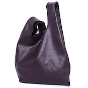 Сумки и аксессуары handmade. Livemaster - original item Purple leather Backpack large sling bag. Handmade.