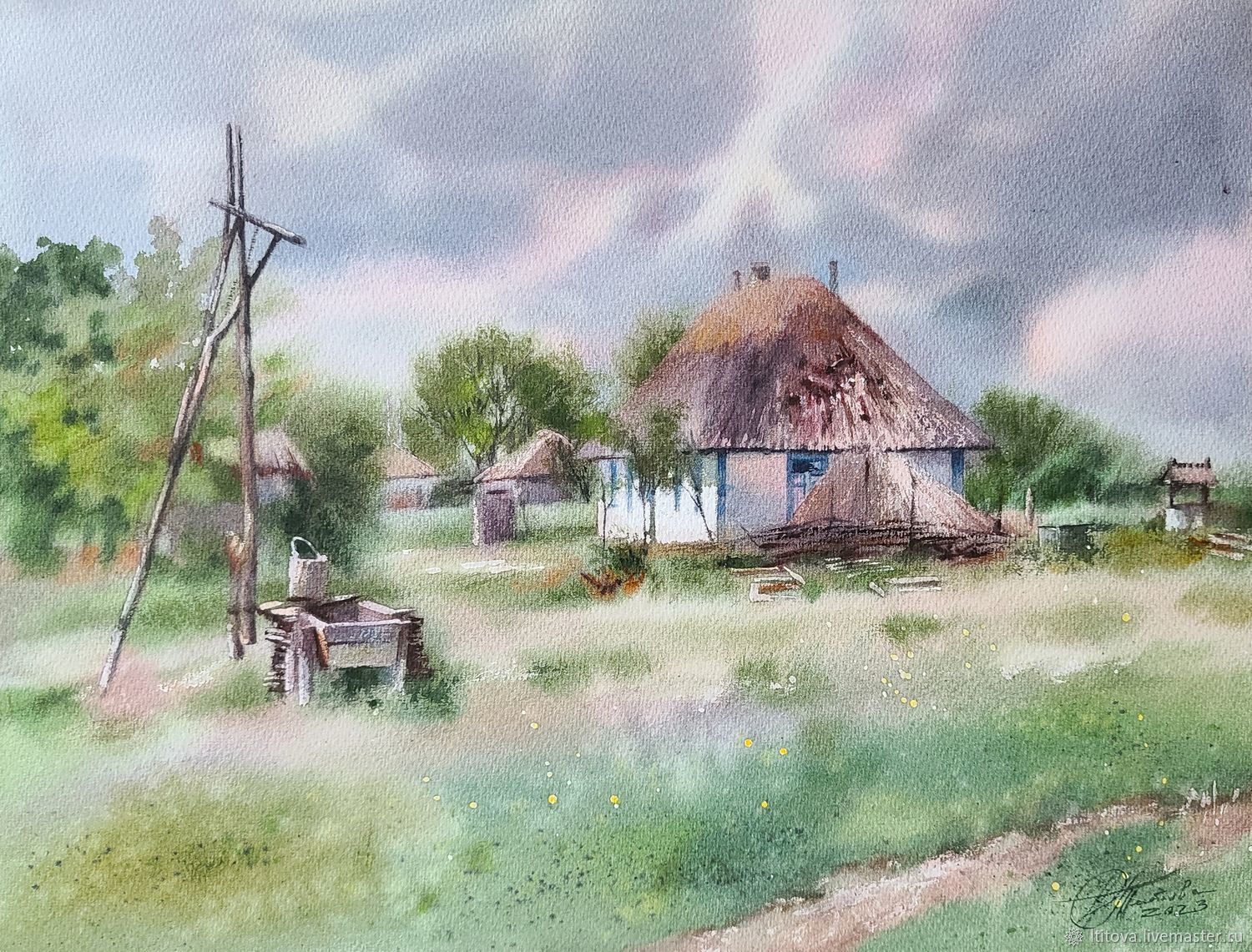 Сельский пейзаж рисунок