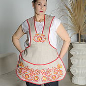Для дома и интерьера handmade. Livemaster - original item Linen apron with Russian embroidery. Handmade.