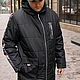 Men's hooded jacket, black long jacket, zippered jacket. Mens outerwear. Lara (EnigmaStyle). My Livemaster. Фото №6