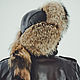 Raccoon fur and leather hat for men, Caps, Moscow,  Фото №1