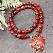 Украшения handmade. Livemaster - original item Sautoire necklace with pendant natural red jasper and carnelian. Handmade.