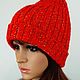Knitted pumpkin hat onion hat with shiny thread and lapel, Caps, Korolev,  Фото №1