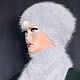 Шапка из ангоры "Неженка. Зима" серый мелланж 2. Шапки. Ирина(shvilinka.knit). Ярмарка Мастеров.  Фото №6