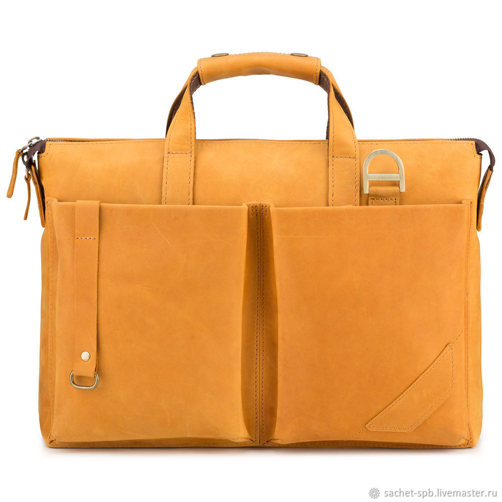 Leather business bag ' Stewart '(sand crazy), Men\'s bag, St. Petersburg,  Фото №1