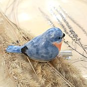 Цветы и флористика handmade. Livemaster - original item Blue bird 5cm, ceramic. Handmade.