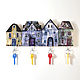 Wooden wall key holder with houses

