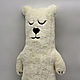 Interior soft toy-pillow Sleepy Bear made of fur, Toys, Moscow,  Фото №1