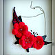  Felted necklace ' Red flowers', Necklace, Votkinsk,  Фото №1
