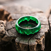 Украшения handmade. Livemaster - original item Emerald Wood and Epoxy Resin Ring. Handmade.