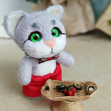 Куклы и игрушки ручной работы. Ярмарка Мастеров - ручная работа Серый Котик игрушка из шерсти, фигурка кота. Handmade.