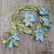 Украшения handmade. Livemaster - original item Jewelry set leather Blue Orchid. Handmade.