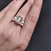 Ring, smoky quartz-gold leaf 