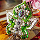 A beaded brooch East. Embroidered brooch, green silver white. Brooches. LADY-LIZA jewelry shop. My Livemaster. Фото №6