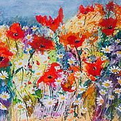 Картины и панно handmade. Livemaster - original item Painting Bright Poppy field Wildflowers Interior painting. Handmade.