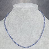 Работы для детей, handmade. Livemaster - original item Beads natural stone tanzanite ring with diamond cut. Handmade.