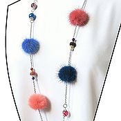 Украшения handmade. Livemaster - original item Necklace-beads made of mink in bright colors with agates. Handmade.