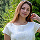 Белая блузка из льна с вышивкой, Блузки, Пучеж,  Фото №1