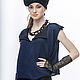  Lt_011tsin_chern Top straight with lapels, color dark blue/black, Tops, Moscow,  Фото №1