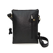 Сумки и аксессуары handmade. Livemaster - original item Men`s bag: Men`s black leather tablet bag Navigator over the shoulders. Handmade.