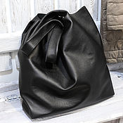 Сумки и аксессуары handmade. Livemaster - original item Bag Oversize Leather Black Shoulder T Shirt Tote Hobo Shopper. Handmade.