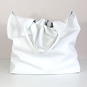 Сумки и аксессуары handmade. Livemaster - original item Shopper bag made of leather white Bag String bag large Package T shirt Bag leather. Handmade.