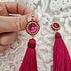  Длинные серьги фуксия. Серьги-кисти. Украшения Ларисы Калининой. Ярмарка Мастеров.  Фото №4