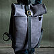 Кожаный мужской рюкзак ROLLTOP (серый) роллтоп в размере M, Мужской рюкзак, Санкт-Петербург,  Фото №1