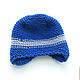 Sombreros del bebé: para el niño, color azul con gris, para 3-6 meses. Baby hat. babyshop. Ярмарка Мастеров.  Фото №5