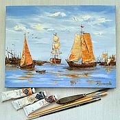 Картины и панно handmade. Livemaster - original item Painting the Sea, boats, sail. Handmade.