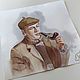 Painting with watercolours Sherlock (Holmes, grey & beige). Pictures. Pastelena. My Livemaster. Фото №4