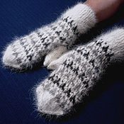 Аксессуары handmade. Livemaster - original item Women`s knitted mittens White and black. Handmade.