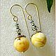 Earrings 'Frosted balls' amber silver, Earrings, Moscow,  Фото №1