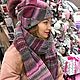 Hat and scarf set pink / grey / Burgundy, Caps, Krasnodar,  Фото №1