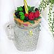 Delicious jar with a tube for smoothies with a decor made of polymer clay, Mugs and cups, St. Petersburg,  Фото №1