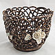 pots. Braided ceramic and flowers in ceramics Elena Zaichenko
